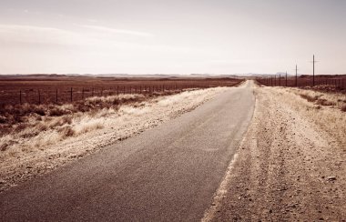 Güney Afrika Karoo bölgesinde boş bir karayolu manzarası 
