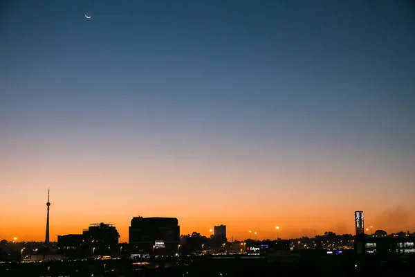 Johannesburg South Africa July 2016 Sunset Silhouette Skyline Looking Communications — Stock Photo, Image