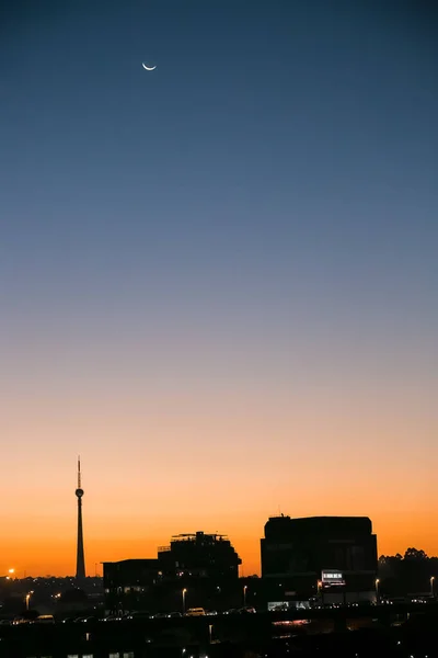Johannesburg Zuid Afrika Juli 2016 Zonsondergang Silhouet Skyline Kijkt Uit — Stockfoto