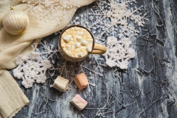 Christmas Snowflakes Coffee — Stock Photo, Image