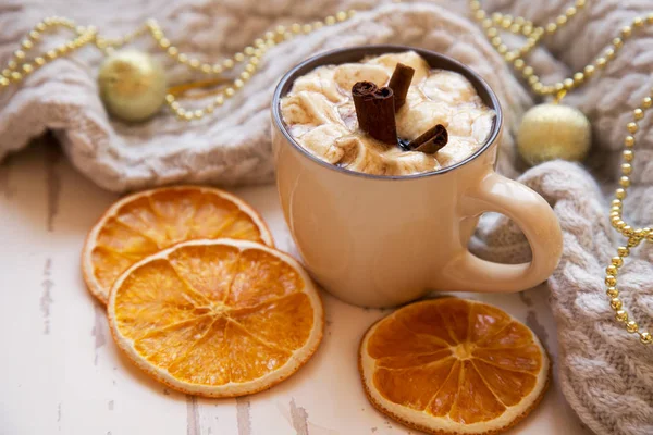 Taza Café Caliente Con Malvaviscos Canela — Foto de Stock