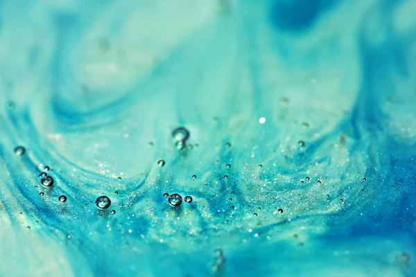 Macro Shot Van Bubbels Mooie Abstracte Turquoise Achtergrond Textuur — Stockfoto