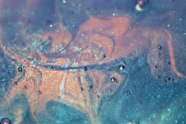 Blauwe Roze Alcohol Inkt Met Glitter Opgelost Water Abstracte Achtergrond — Stockfoto