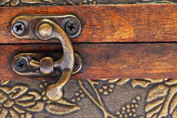 Antique Bronze Lock Vintage Chest — 스톡 사진
