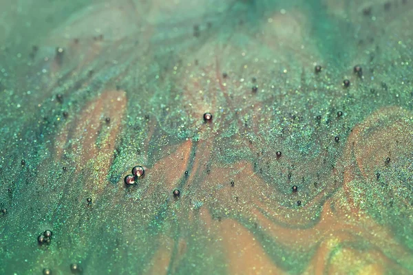 Groene Roze Alcohol Inkt Met Glitter Water Abstracte Achtergrond Macro — Stockfoto