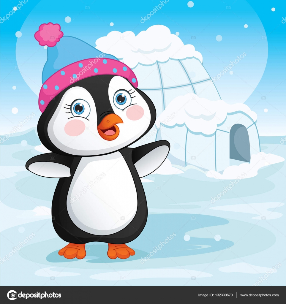 Illustration Vectorielle De Bebe Pingouin Debout A Cote D Un Igloo Image Vectorielle Par Yusufdemirci C Illustration