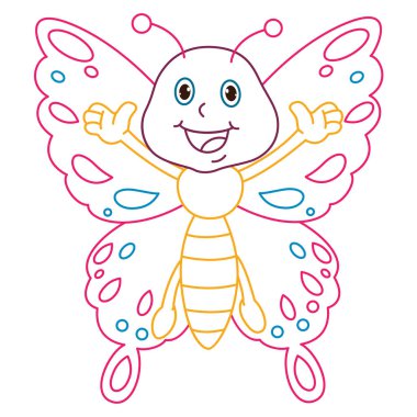 Karikatür kelebek boyama sayfa gösterimi