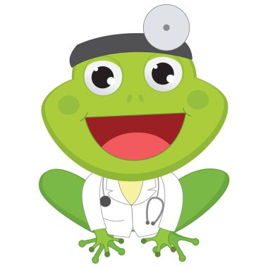 Vektör çizim karikatür doktor kurbağa