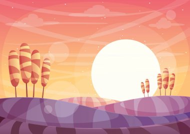 Sıcak günbatımı manzara