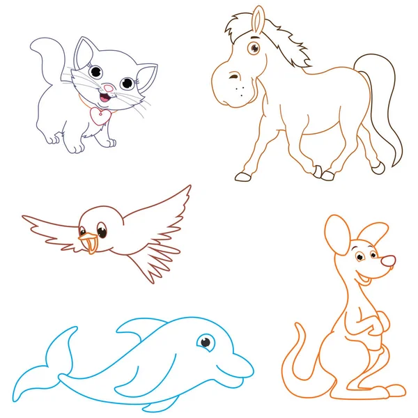 Vector Illustration Of A Cartoon Animals — Stock Vector