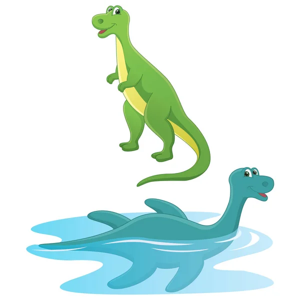 Ilustração vetorial dos dinossauros dos desenhos animados — Vetor de Stock