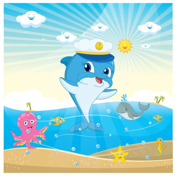 Vector Illustration Of A Dolphin — Stock Vector