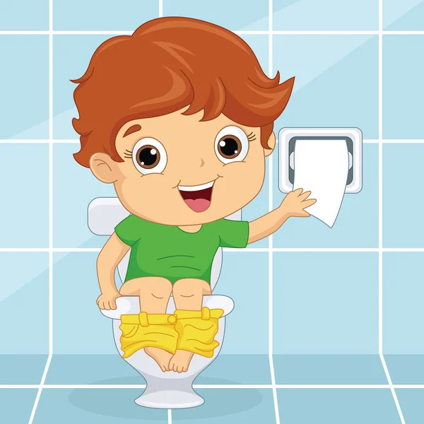 Ilustración vectorial de un niño en el baño — Vector de stock