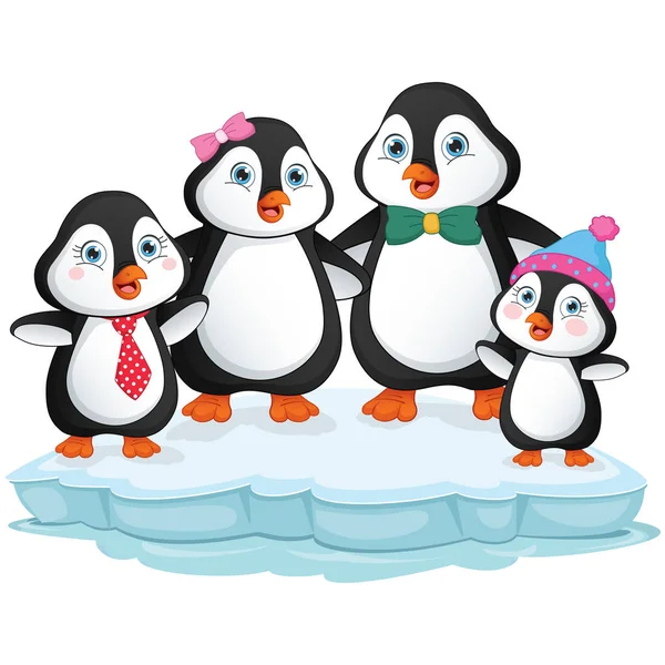 Vector Illustration Of Penguin Family — Stock Vector