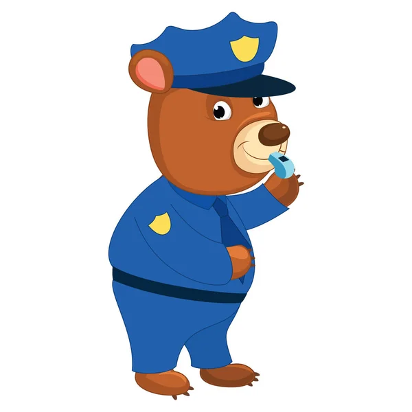Вектор движения карикатурного медведя-полицемана — стоковый вектор