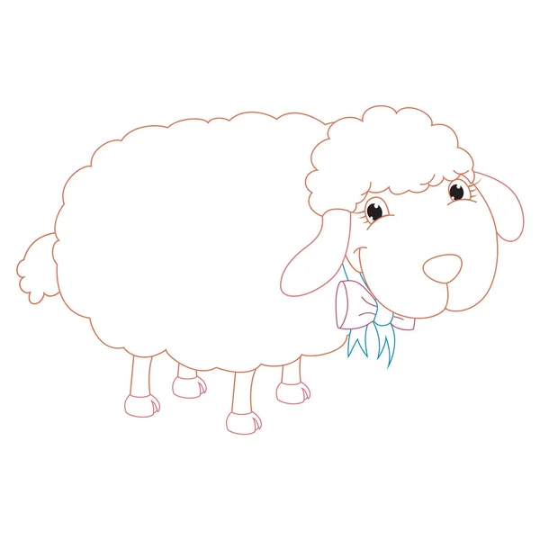 Cartoon Sheep, Illustrazione della pagina da colorare — Vettoriale Stock