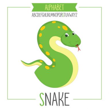 Resimli alfabe Harf S ve yılan