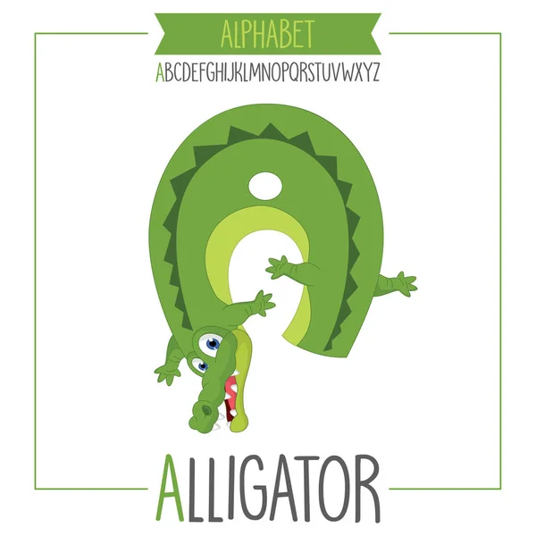 ตัวอักษรตัวอักษร A และ Alligator — ภาพเวกเตอร์สต็อก