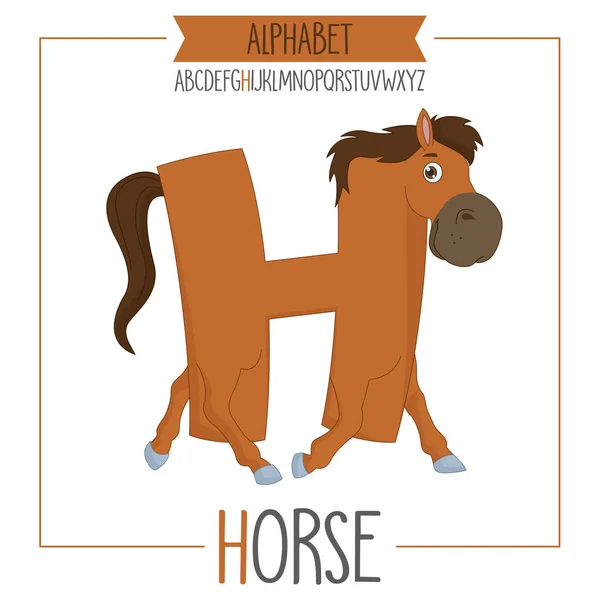Буква H в алфавите и лошадь — стоковый вектор