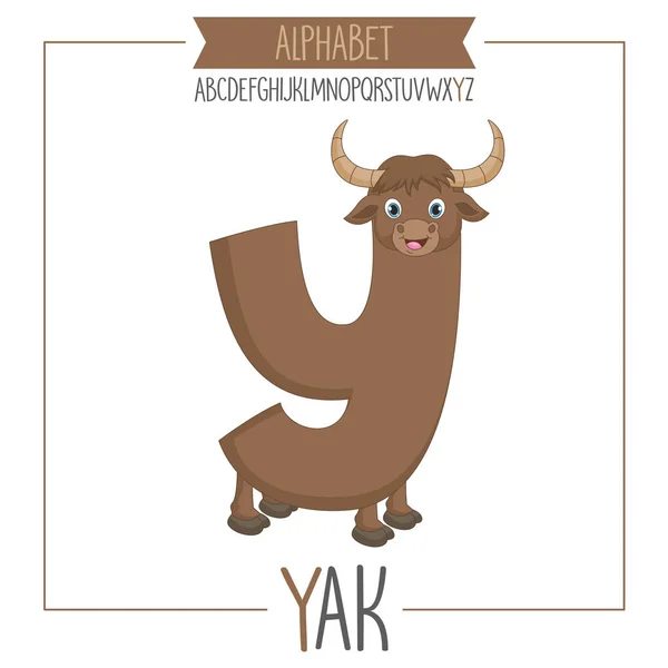 Letra ilustrada del alfabeto Y y Yak — Vector de stock