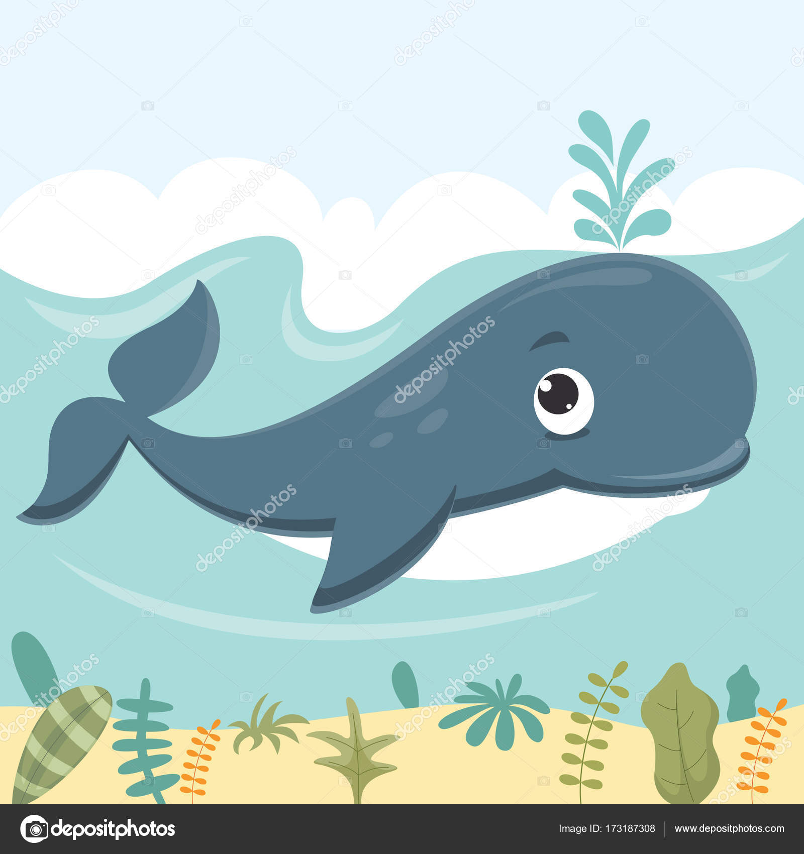 Whale Vector Illustration — Stock Vector © yusufdemirci #173187308