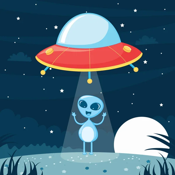 UFO Alien vektorové ilustrace — Stockový vektor
