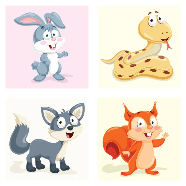 Conjunto de Ilustrações de Vetor de Animais — Vetor de Stock