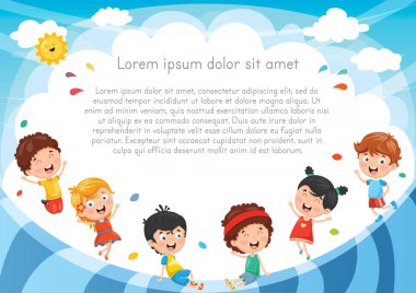 Çocuklar dışarıda oynarken vektör çizim