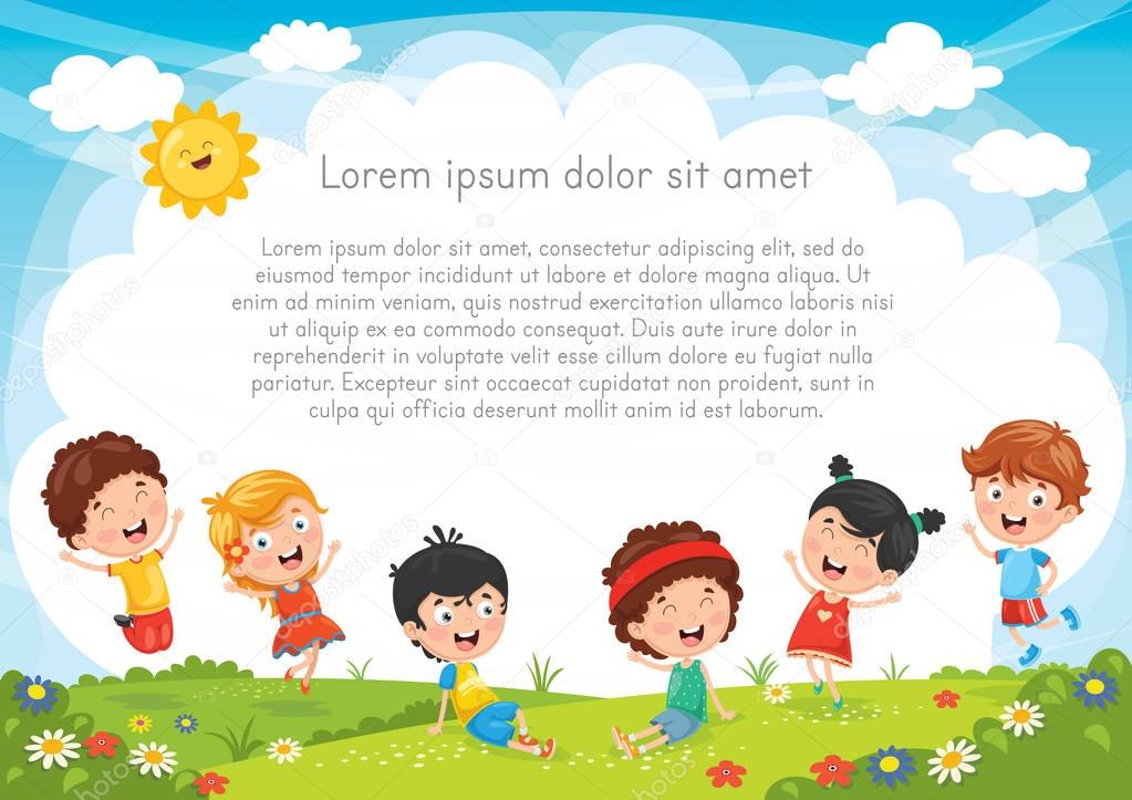 Vector Illustration Of Kids Playing Outside