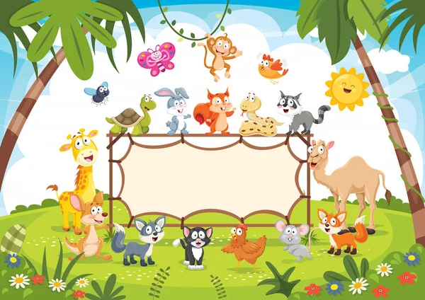 Animals Banner Vector Illustration — Stock Vector