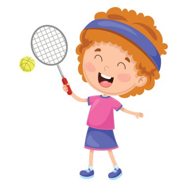 Tenis oynayan çocuk vektör çizim