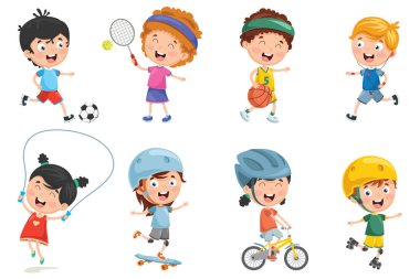 Vektör çizim çocuklar spor yapma