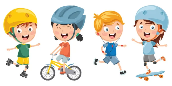 Illustrazione Vettoriale Bambini Che Fanno Sport — Vettoriale Stock