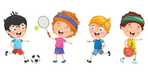 Vector Illustration Kids Making Sport - Stok Vektor