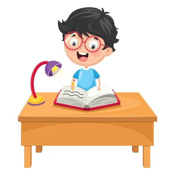 Vektorové Ilustrace Kid Čtení — Stockový vektor