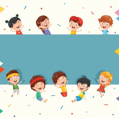 Komik çocuklar tutan afişini boş