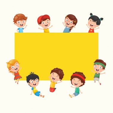 Komik çocuklar tutan afişini boş