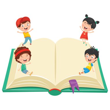  Kitap çocuklarla vektör çizim