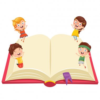  Kitap çocuklarla vektör çizim