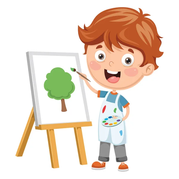 Vector Εικονογράφηση Μιας Ζωγραφικής Παιδί — Διανυσματικό Αρχείο