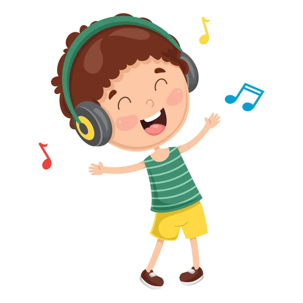 Vector Illustration Kid Dancing — Stock Vector