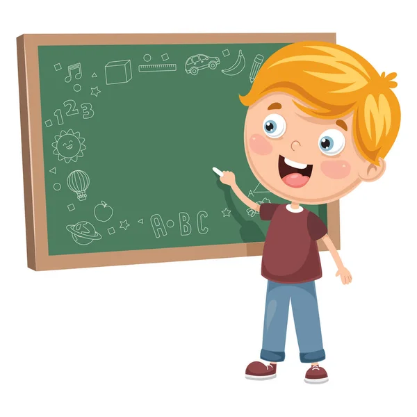 Vector Illustration Kid Writing Board — стоковый вектор