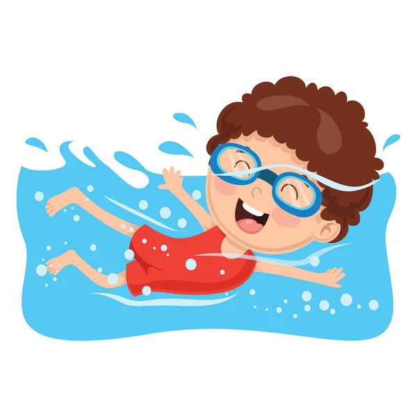 Vector Illustration Kid Swimming — Stock Vector