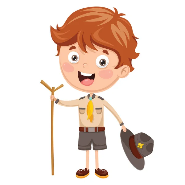 Illustrazione Vettoriale Bambino Scout — Vettoriale Stock