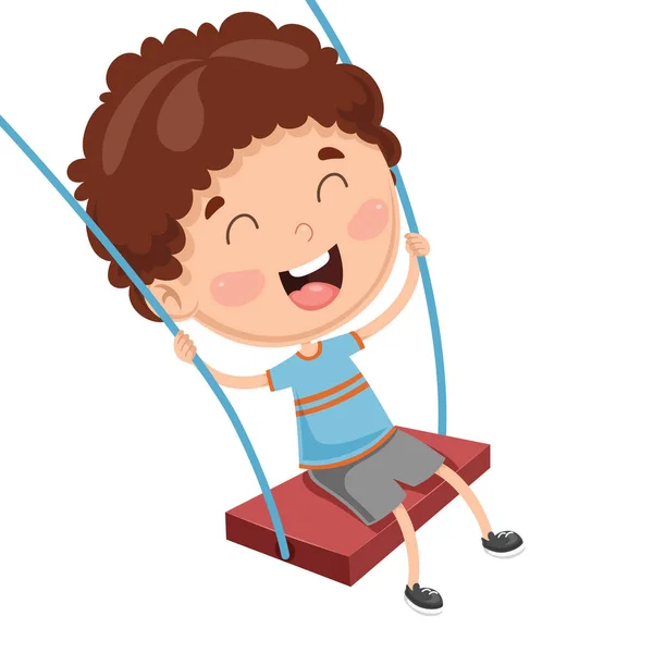 Vector Illustration Kid Swinging — Stock Vector