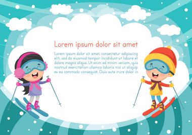 vektör çizim çocuklar Kayak