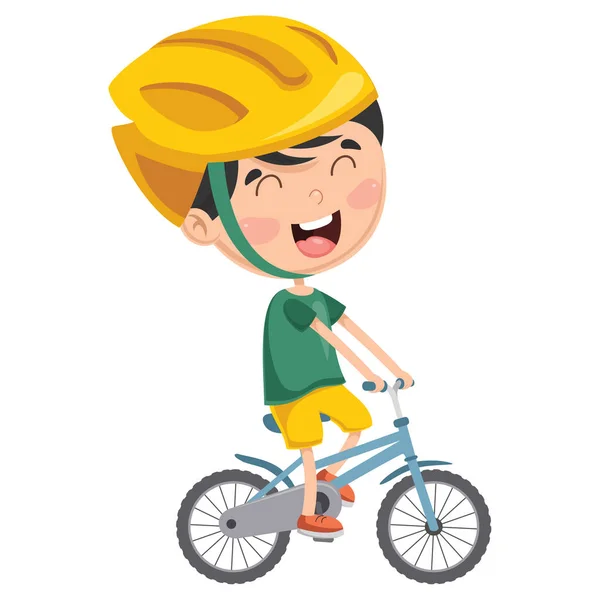 Vector Illustration Kid Cycling - Stok Vektor