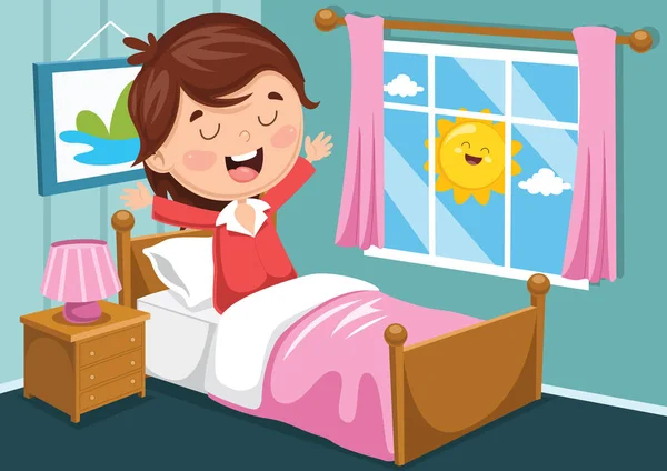 Ilustración Vectorial Kid Waking — Vector de stock