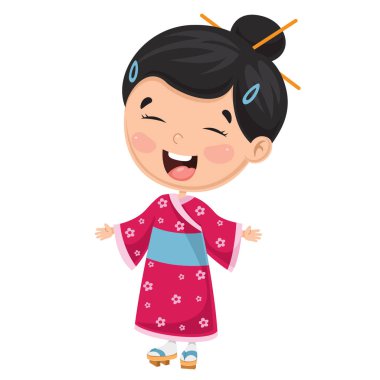 Japon çocuk vektör çizim