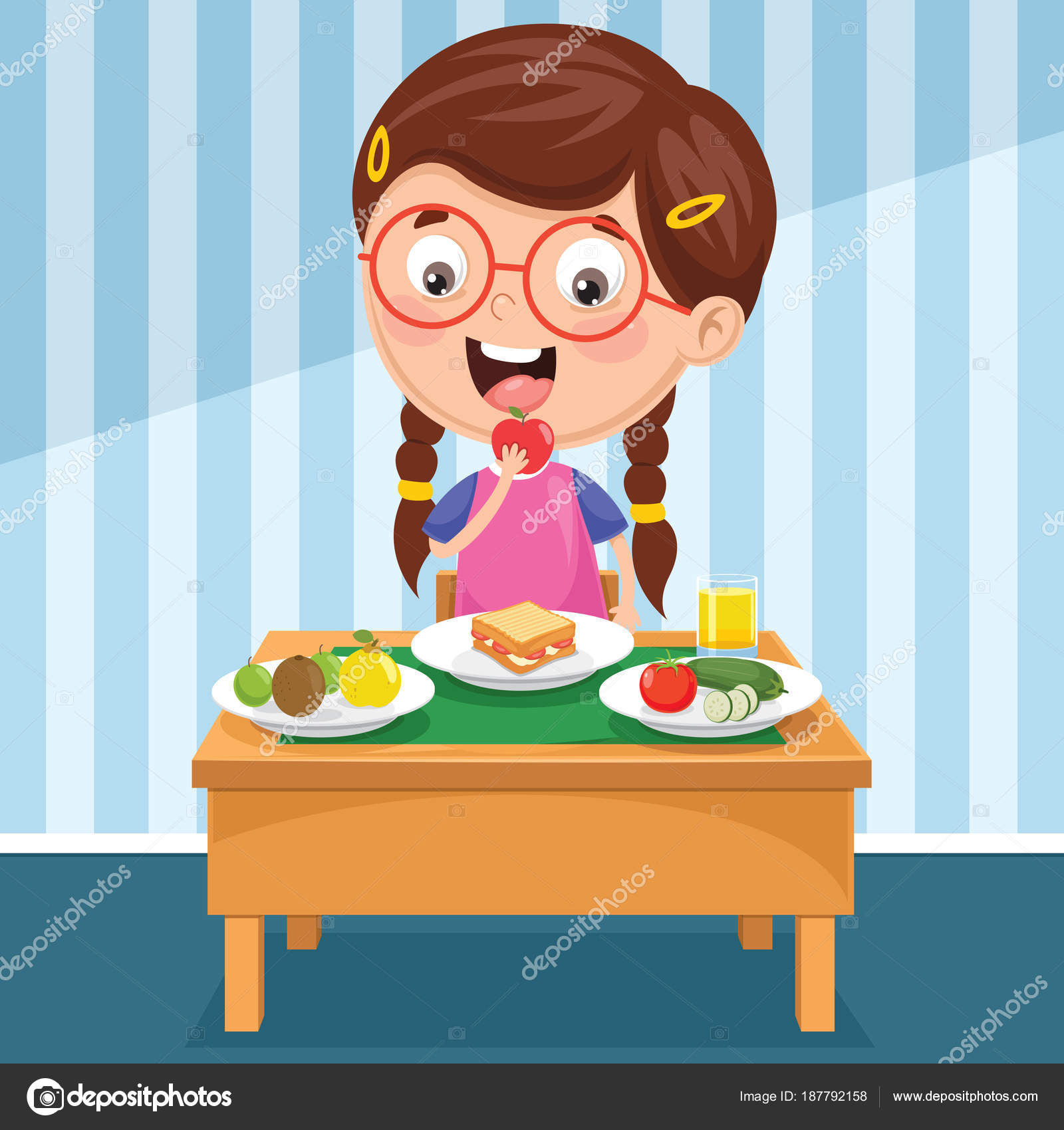 Kids eating lunch Vector Art Stock Images | Depositphotos